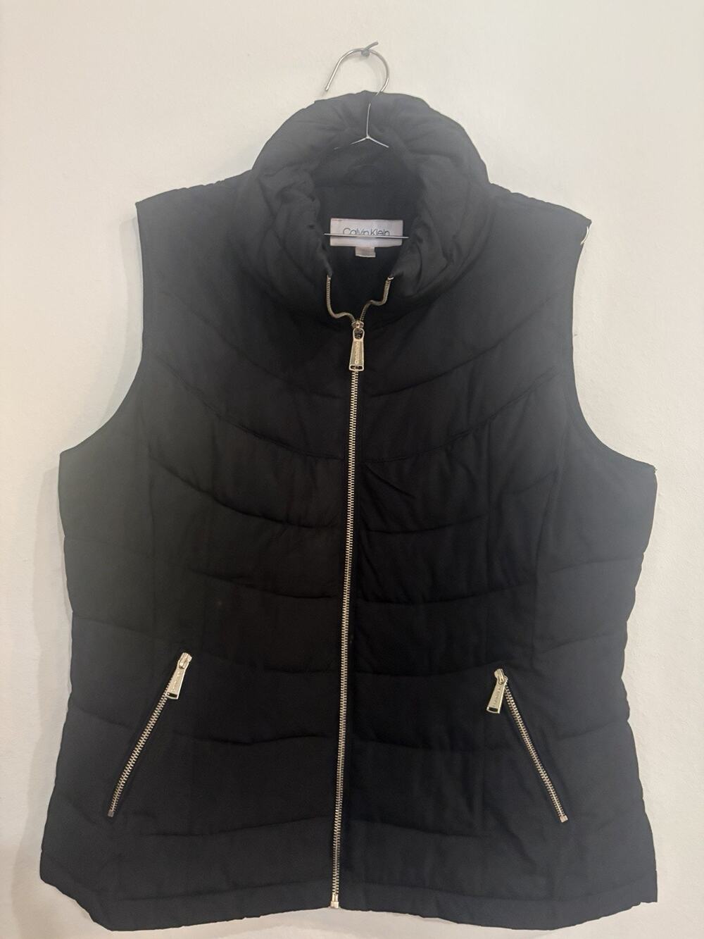 Calvin Klein Womens Ladies Black Zip Front Puffer Sleeveless Vest Large